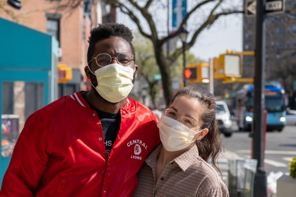 couple wearing masks