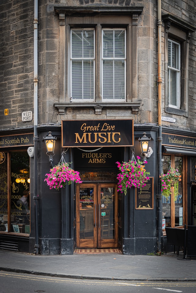 Scottish live music bar entrance